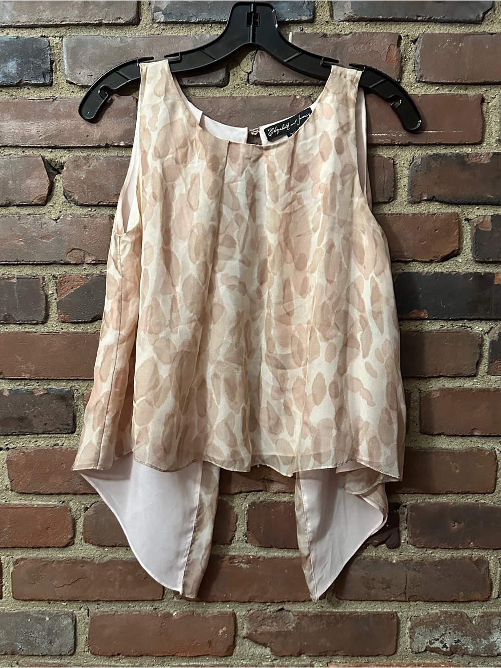 Elizabeth & James - Blush & Beige Spotted Print Sleeveless Silk Top open back